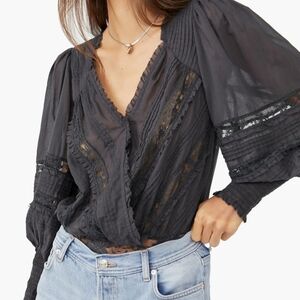 Free People The Eloise Smocked Body Suit, Womens, Size Small, NWT